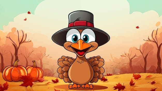 Happy thanksgiving day cute cartoon turkey bird | Premium AI-generated image