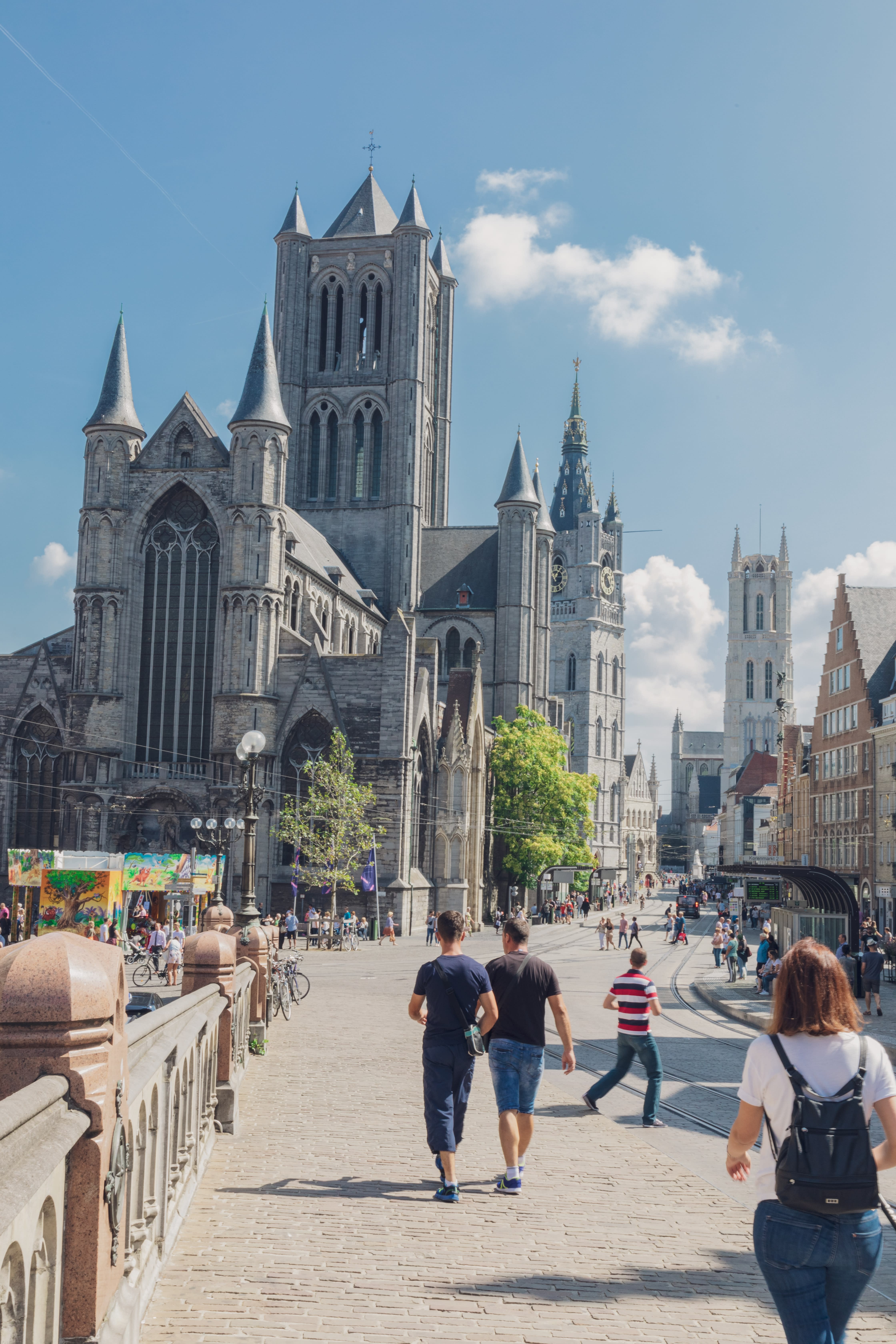 Car-free market square with loads of pedestrians