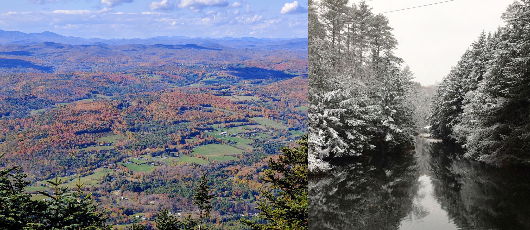 (Left) A view from a nearby mountain, (Right) the Black River