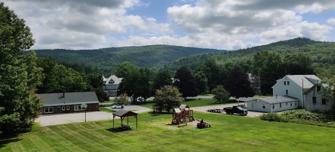 A view of the village of Cavendish; the fire station is on the left.