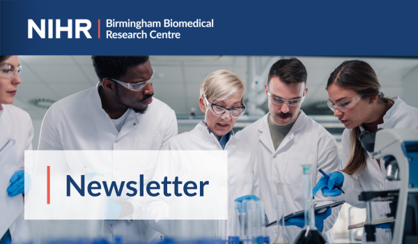 A diverse team of researchers working in a laboratory. Text on image: "newsletter"