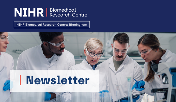A diverse team of researchers working in a laboratory. Text on image: "newsletter"