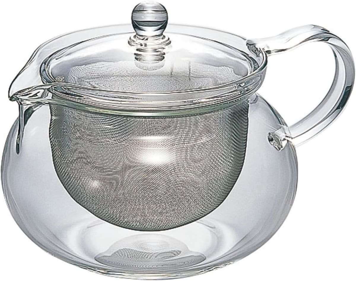 Hario ChaCha Kyusu Maru glass teapot with mesh strainer