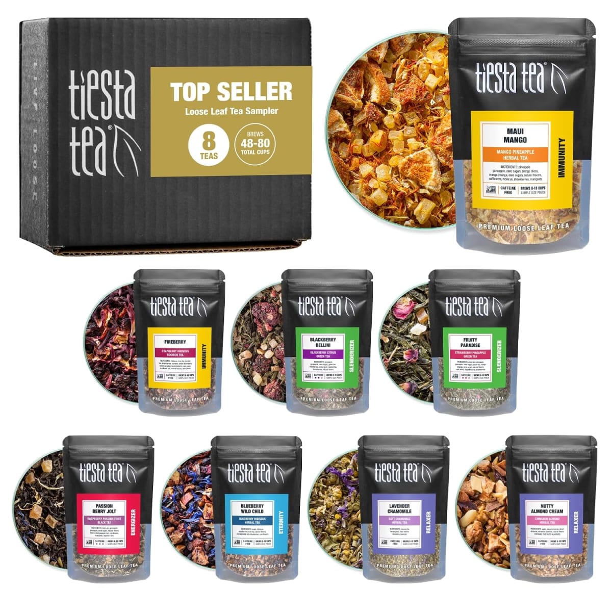 Tiesta Tea loose leaf tea sampler gift box with eight pouches