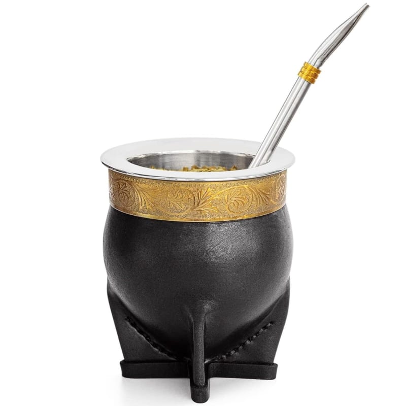 Cuopru Imperial yerba mate gourd with bombilla, a gift for yerba mate lovers