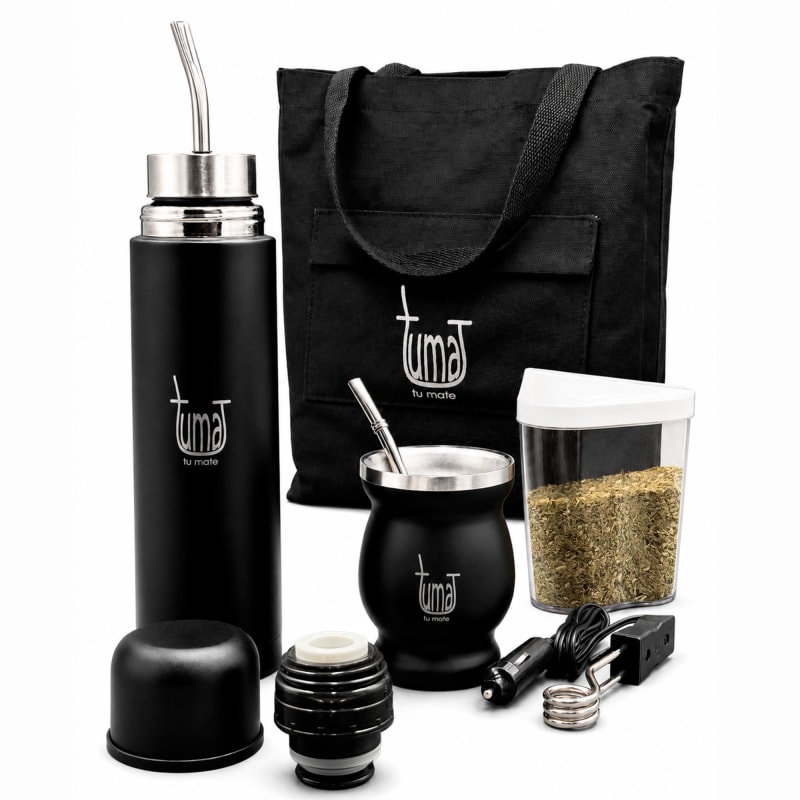 TUMA TU MATE yerba mate gift set with AutoMate thermos, mate cup and bombilla