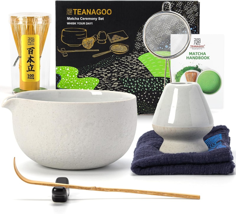 TEANAGOO 7-piece matcha gift set with bowl, whisk, scoop and sifter