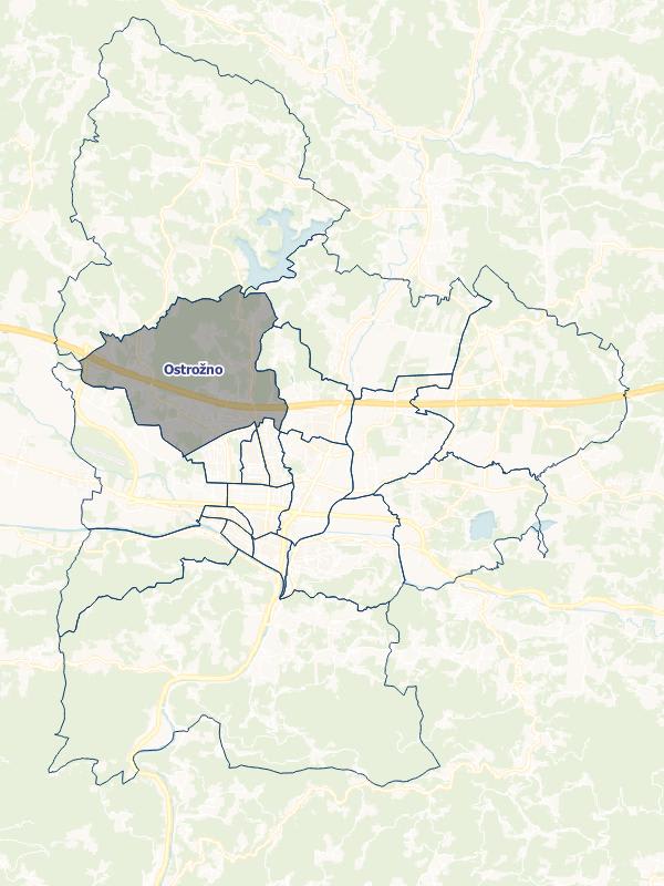 Zemljevid, območje KS Ostrožno