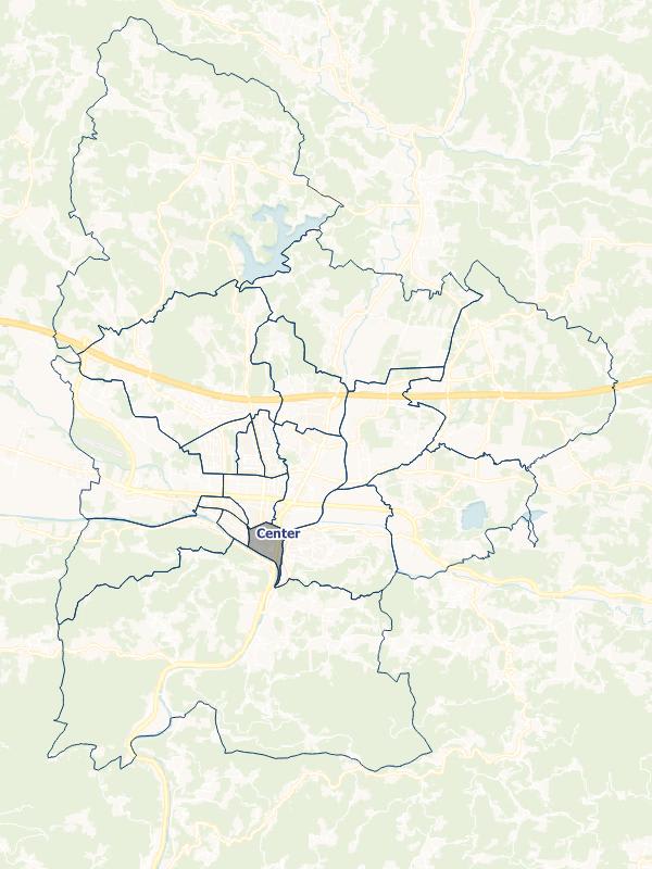 Zemljevid, območje MČ Center