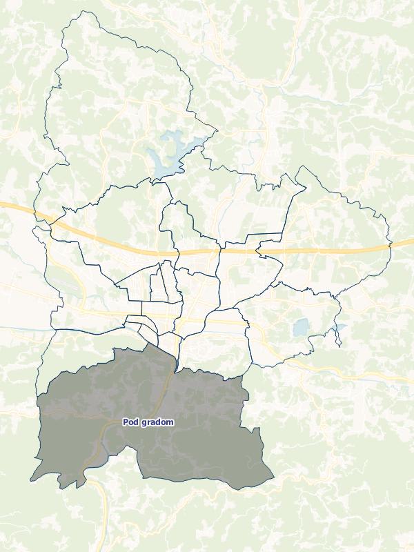 Zemljevid, območje KS Pod gradom