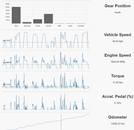 Gather Fuel usage, Torque, RPM, Gear position and more details in real-time for Driving behavior & performance analysis