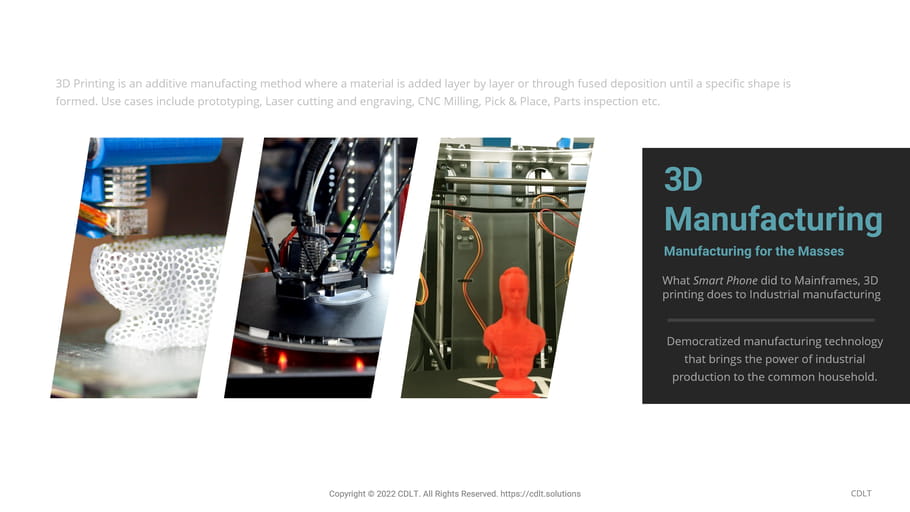 CDLT offers 3D Production, Manufacturing, Hardware IIOT solutions