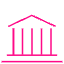 Icono de edificio antiguo en color rosa