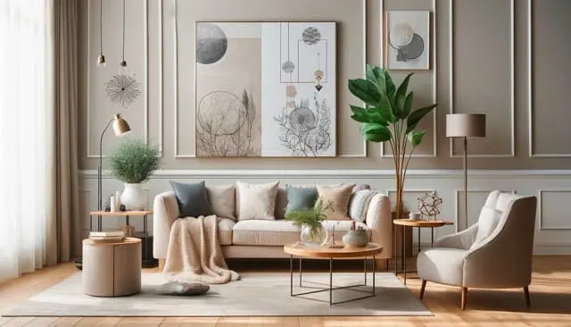 Diseño de un salón en tonos nude