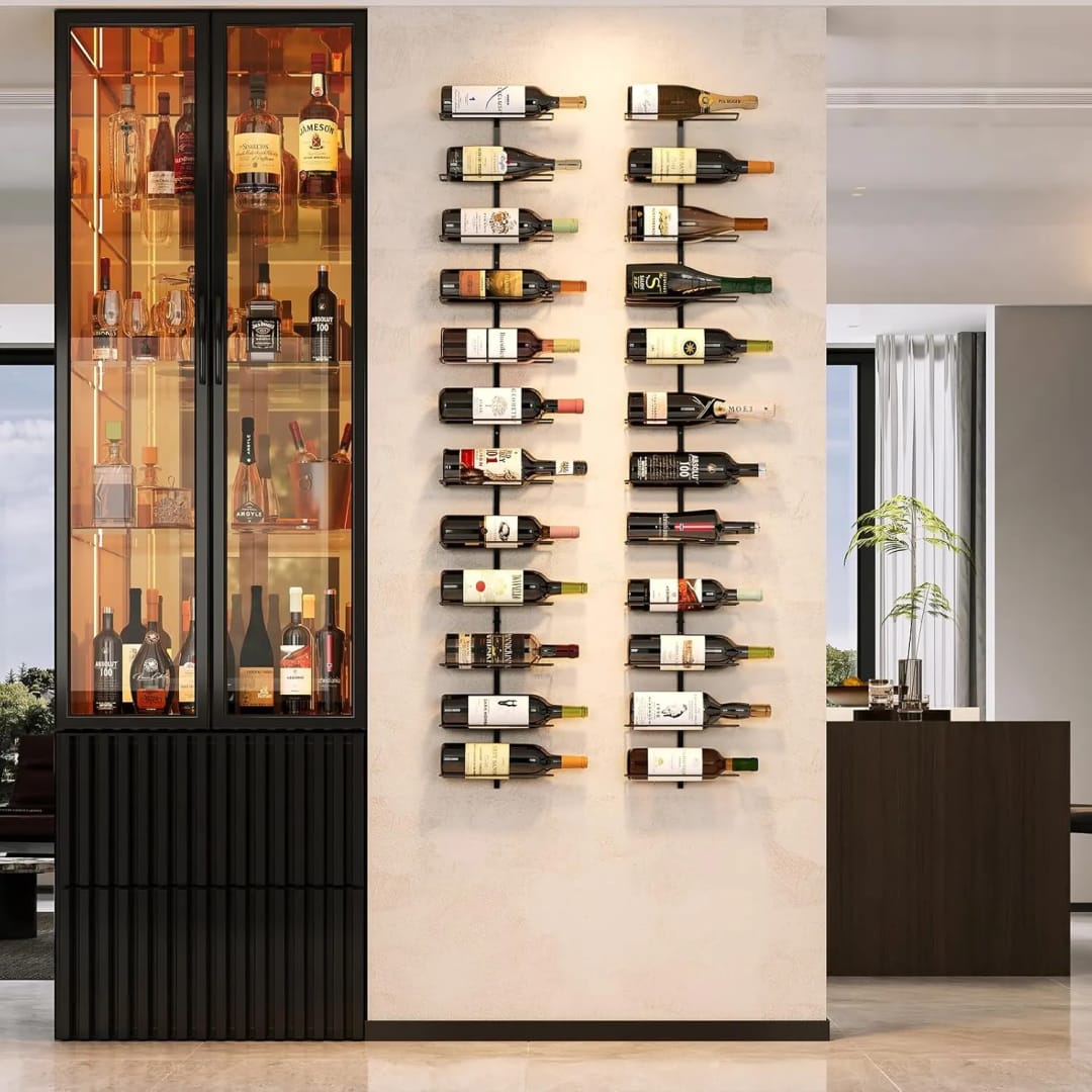 12 Bottle Wall Mounted Wine Rack, Adjustable Tier Wall Hanging Wine Holder Towel Rack, Detachable Wine Storage Organizer, view 2