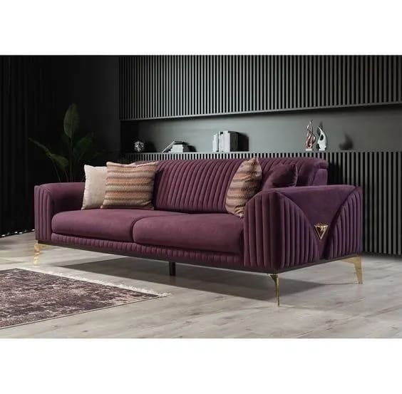 ) 3+2 Armchair Soft Touch Velvet 5 Seater Sofa Set in (Teak Wood) for Living Room.., view 3