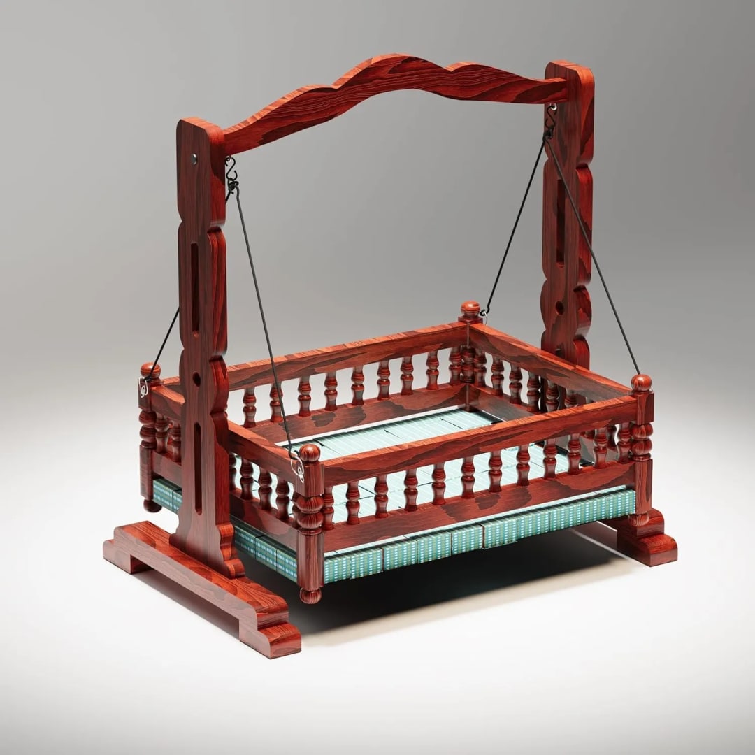 Ace Elegant Design Multifunctional Foldable Teak Wood Newborn Baby Cradle, view 2