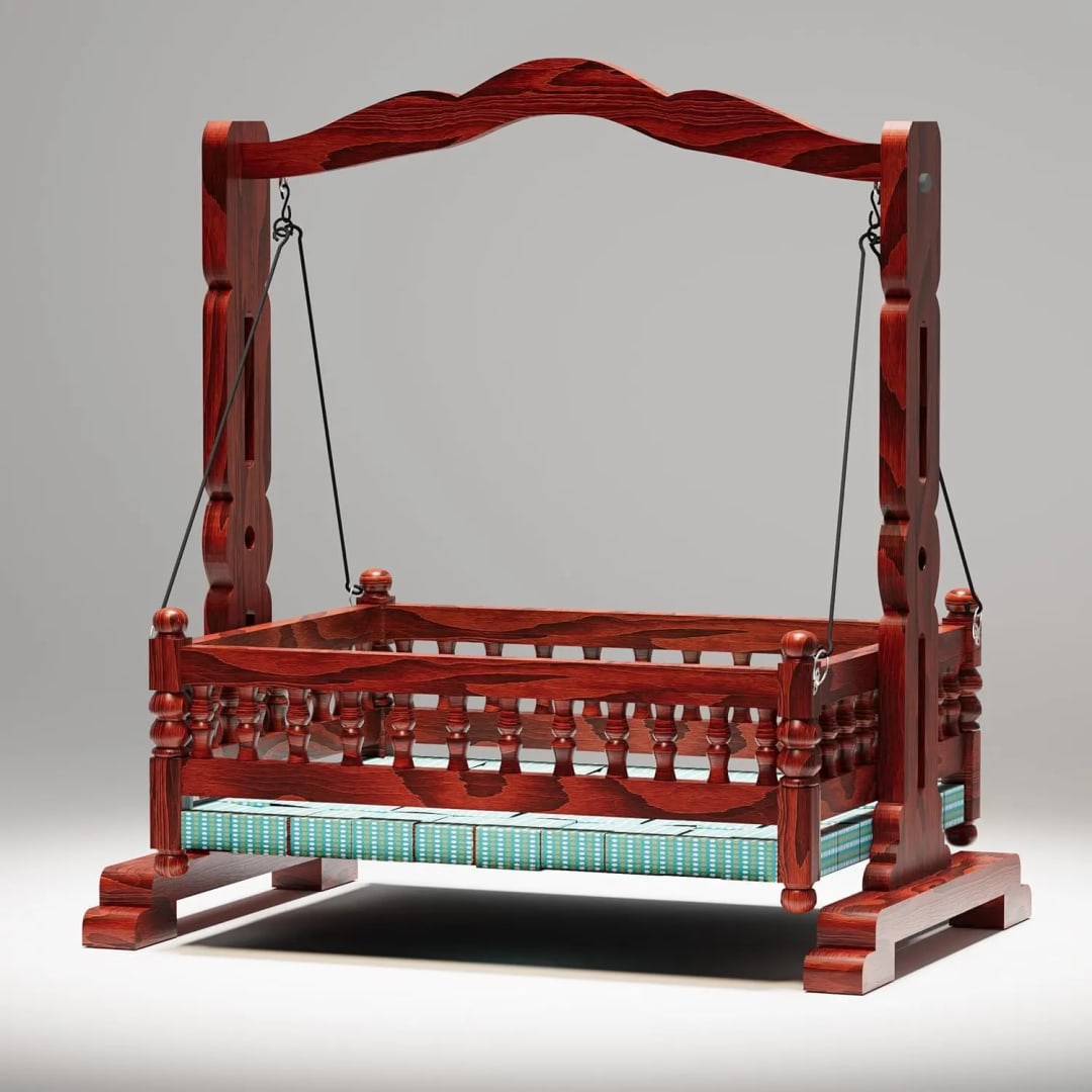 Ace Elegant Design Multifunctional Foldable Teak Wood Newborn Baby Cradle, view 3