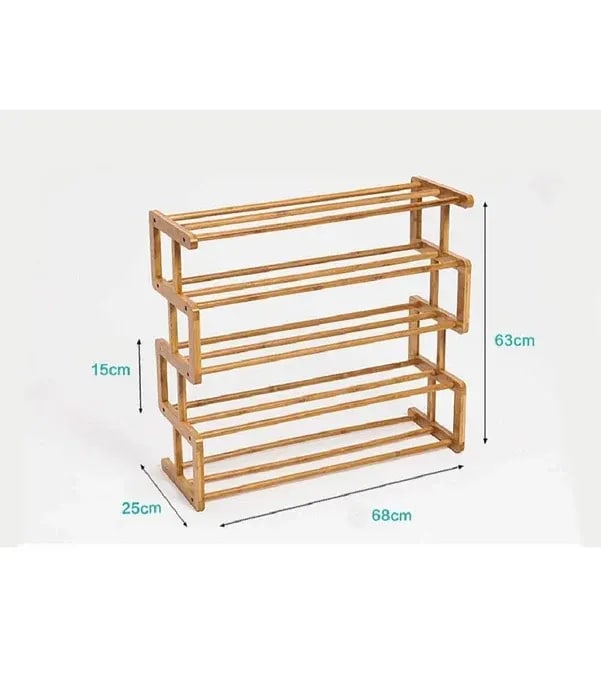 Airro Sheesham Wood Shoe Rack with 5-Tier Shelves – Space-Saving Entryway & Hallway Shoe Organizer, view 3