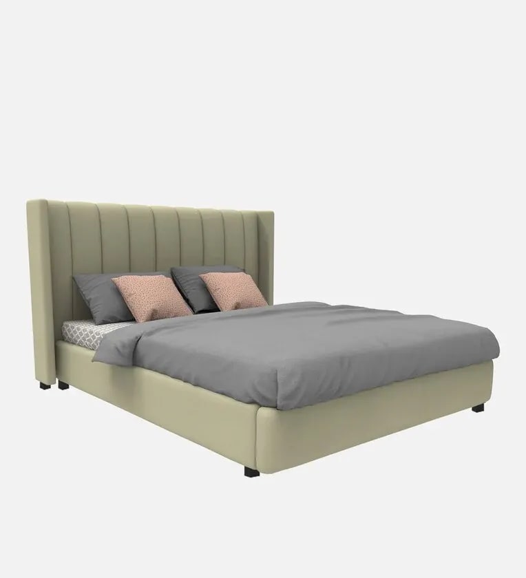 Allison Teak Wood Upholstery King Size Bed for Modern Bedroom, view 3