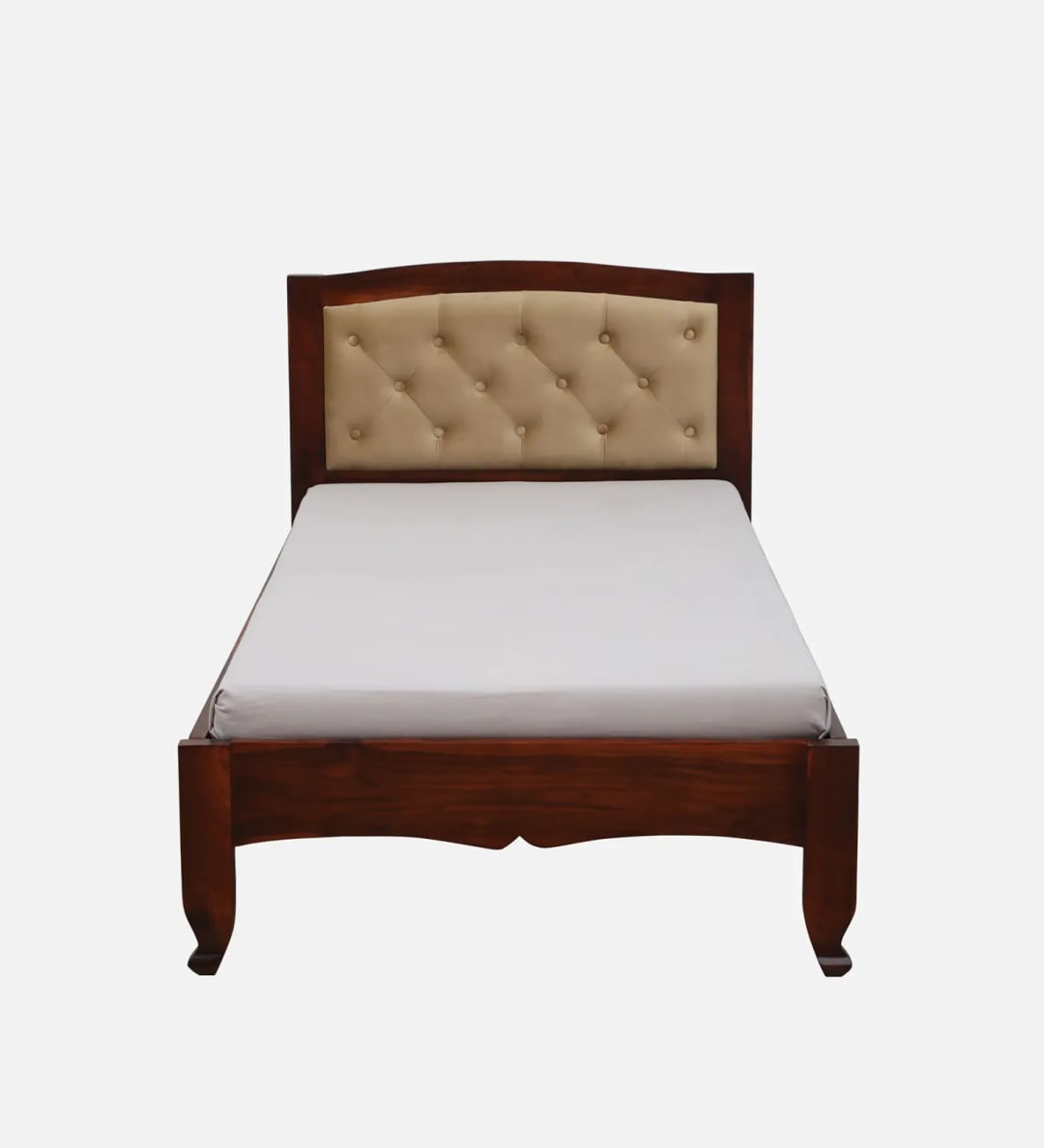 Amiens Handmade Teak Wood Button Tufted Single Bed with Premium Upholstery Luxurious & Durable Wooden Bed for Bedroom, view 3