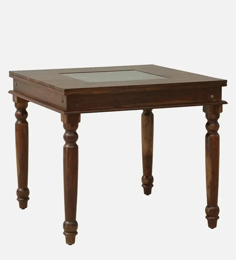 Anamika Handmade Teak Wood 4 Seater Square Dining Table Set Elegant Solid Wood Dining for Kitchen and Dining Room, view 3