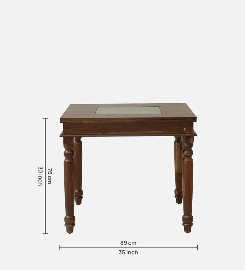 Anamika Handmade Teak Wood 4 Seater Square Dining Table Set Elegant Solid Wood Dining for Kitchen and Dining Room, view 4