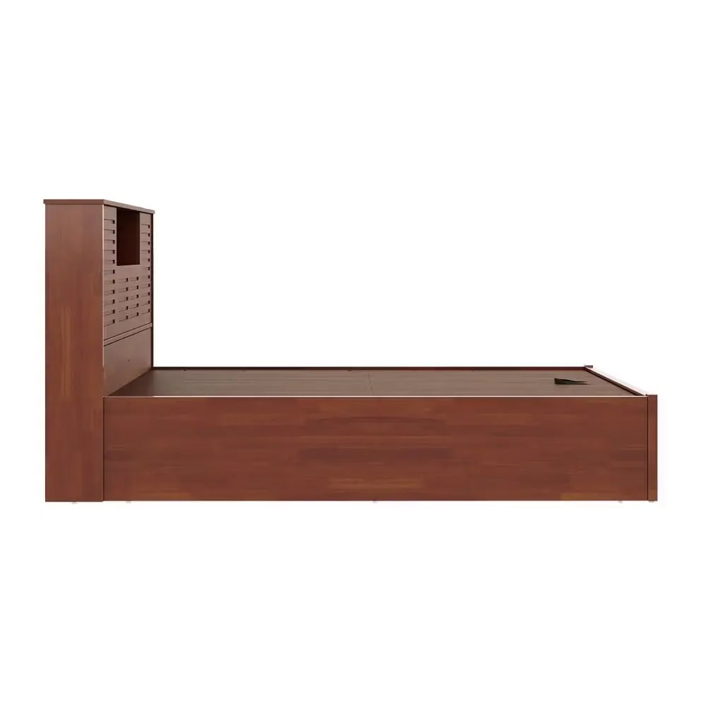 Aquari Handmade Premium Teak Wood Hydraulic Storage King Size Bed Modern Space Saving Design with Elegant Finish, view 2