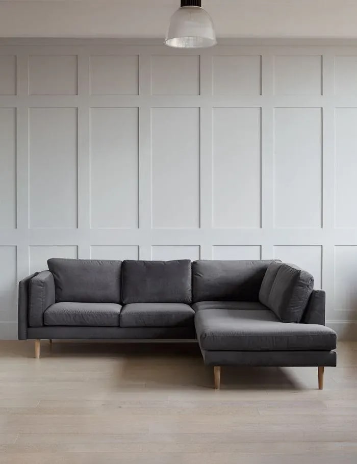 Aria LHF Handmade Teak Wood 4 Seater Sectional Sofa Set ( Grey ), view 2