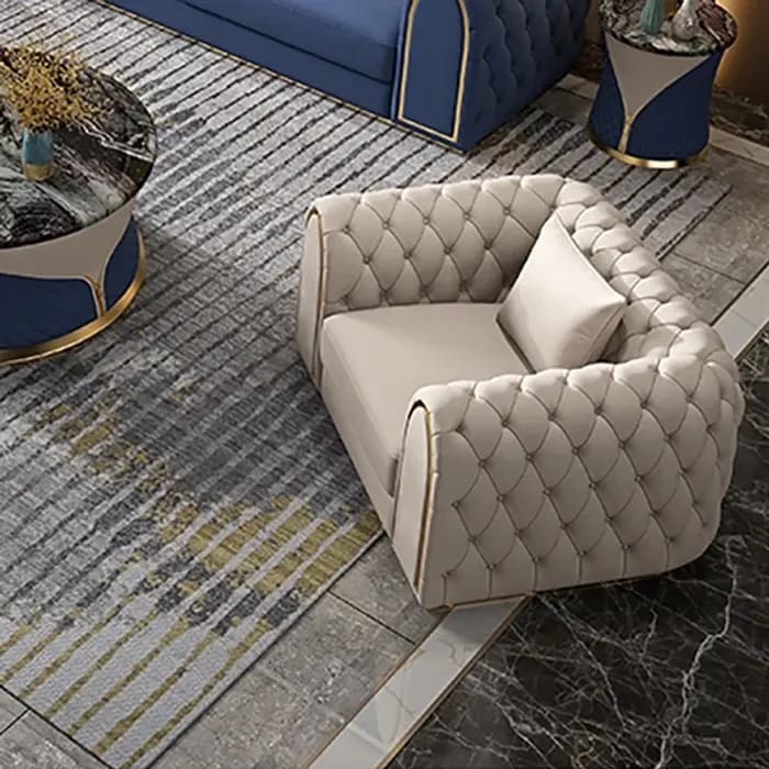 Arzo Modern Luxury Velvet Upholstered Chesterfield 3+2+1 Sofa Set with Coffee Table, view 2