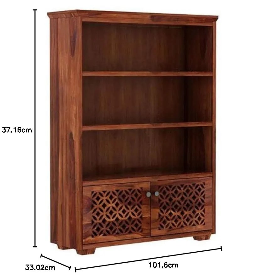 Attractive Handmade Teak Wood Bookshelf Rack for Library Home or Office ( Honey Finish ), view 2