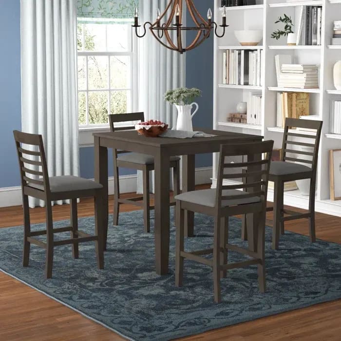 Axes Modern Teak Wood Rectangular 4 Seater Dining Table Set ( Walnut Finish )