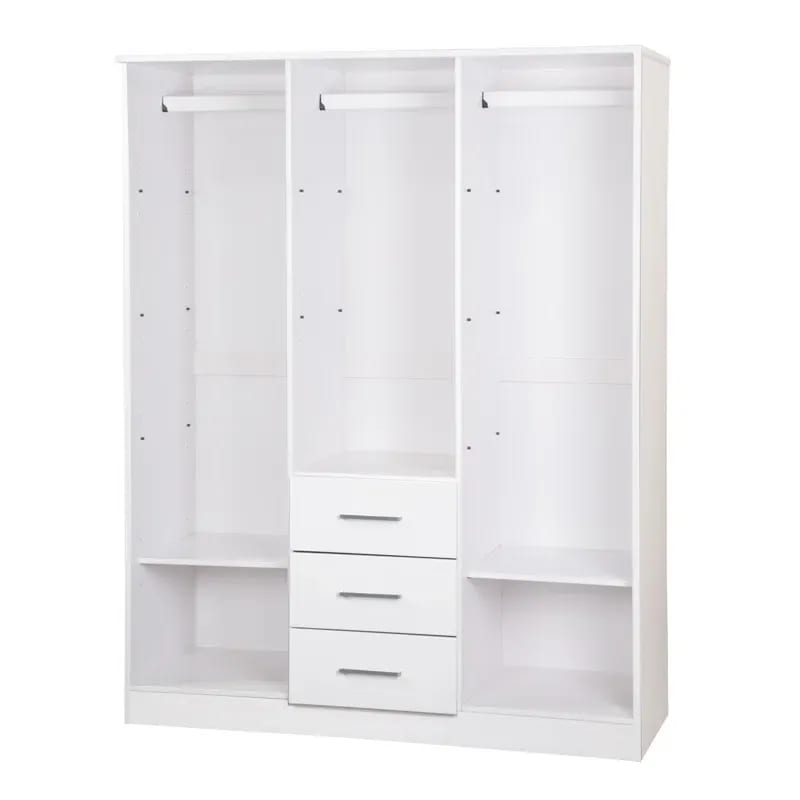 Bassam Teak Wood Multipurpose Storage Wardrobes & Dressers for Elegant Bedroom Storage Solution with 3 Drawers (White), view 2
