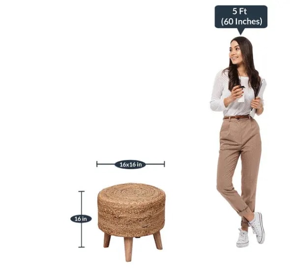Beautiful Jute Puffy Stool for Living Room (Pack of 1), view 2