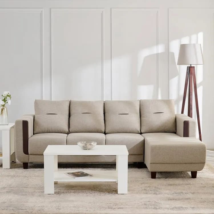 Berry RHS Handmade Teak Wood 5-Seater Sectional Sofa Set