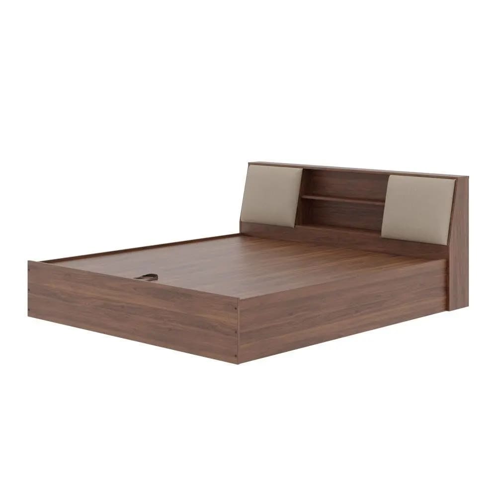 Bonzer Teak Wood Hydraulic Storage King Size Bed Modern Space Saving Design with Elegant Finish, view 3