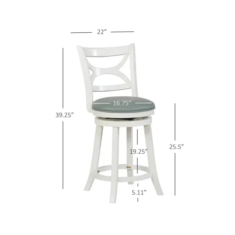 Bouleyk Faux Leather Wood Swivel Bar & Counter Stool (White), view 2