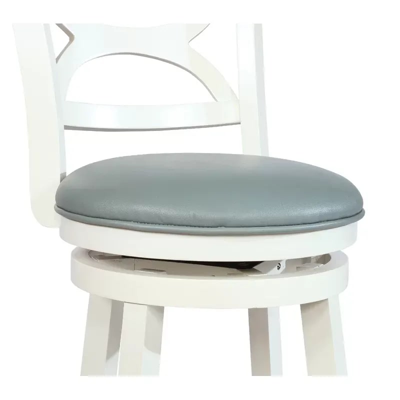 Bouleyk Faux Leather Wood Swivel Bar & Counter Stool (White), view 5