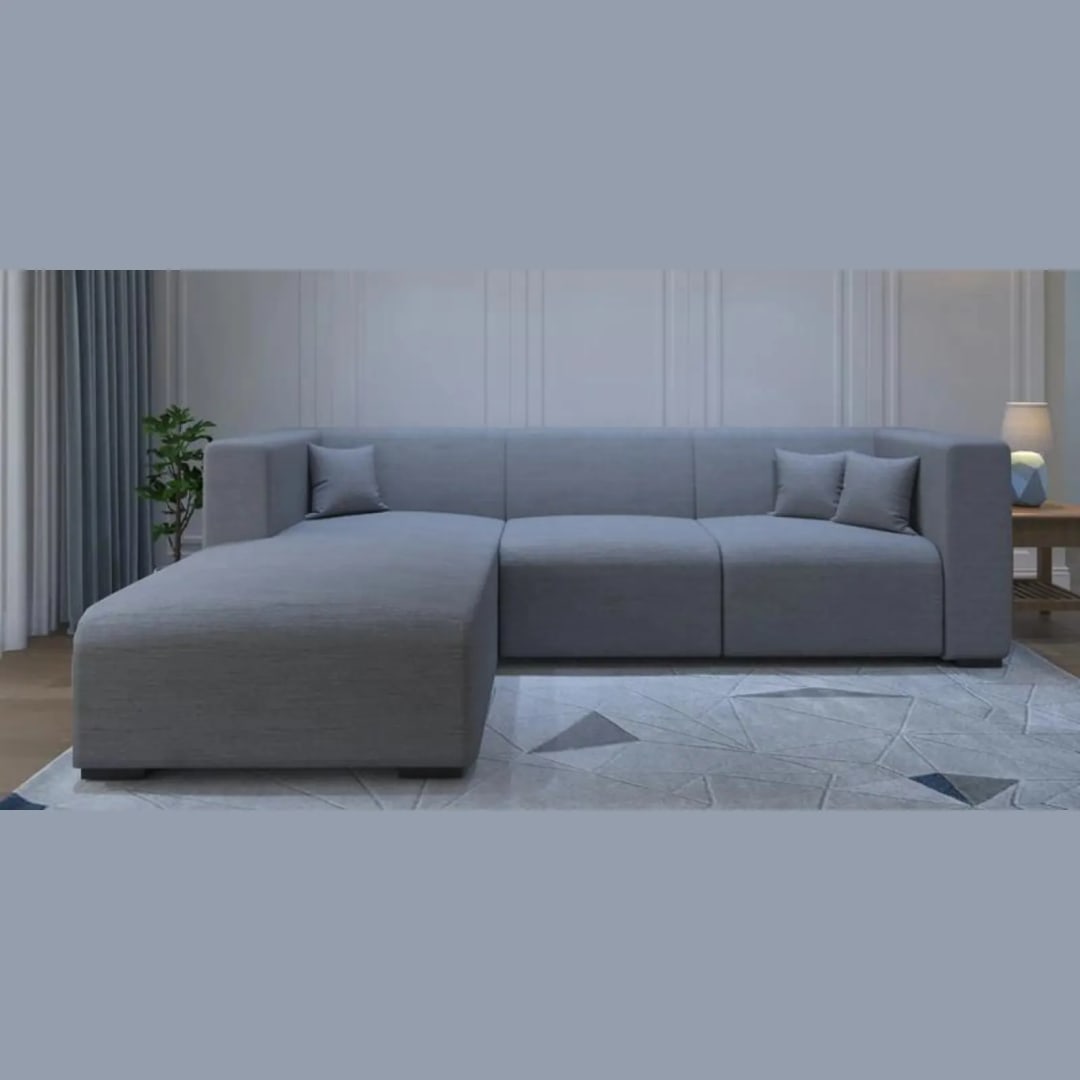 Bristol RHS Handmade Teak Wood 5 Seater Sectional Sofa Set ( Blue )