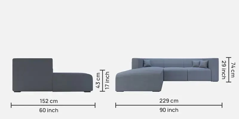 Bristol RHS Handmade Teak Wood 5 Seater Sectional Sofa Set ( Blue ), view 4