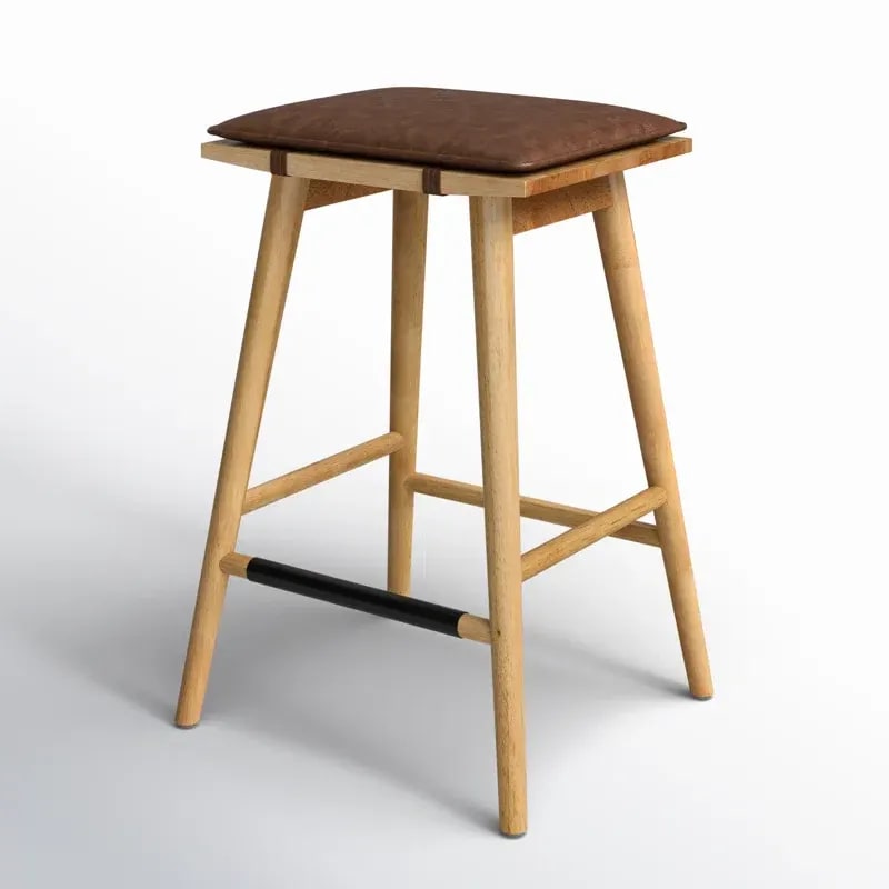 Bryseidaz Swivel Solid Wood 24" Counter and Bar Stool, view 2