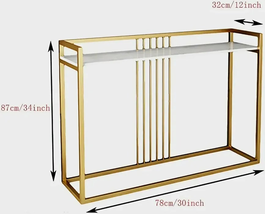 Carvel Cross Modern Stylish Golden Metallic MDF Laminated Top Console Table for Contemporary Living Room, view 3