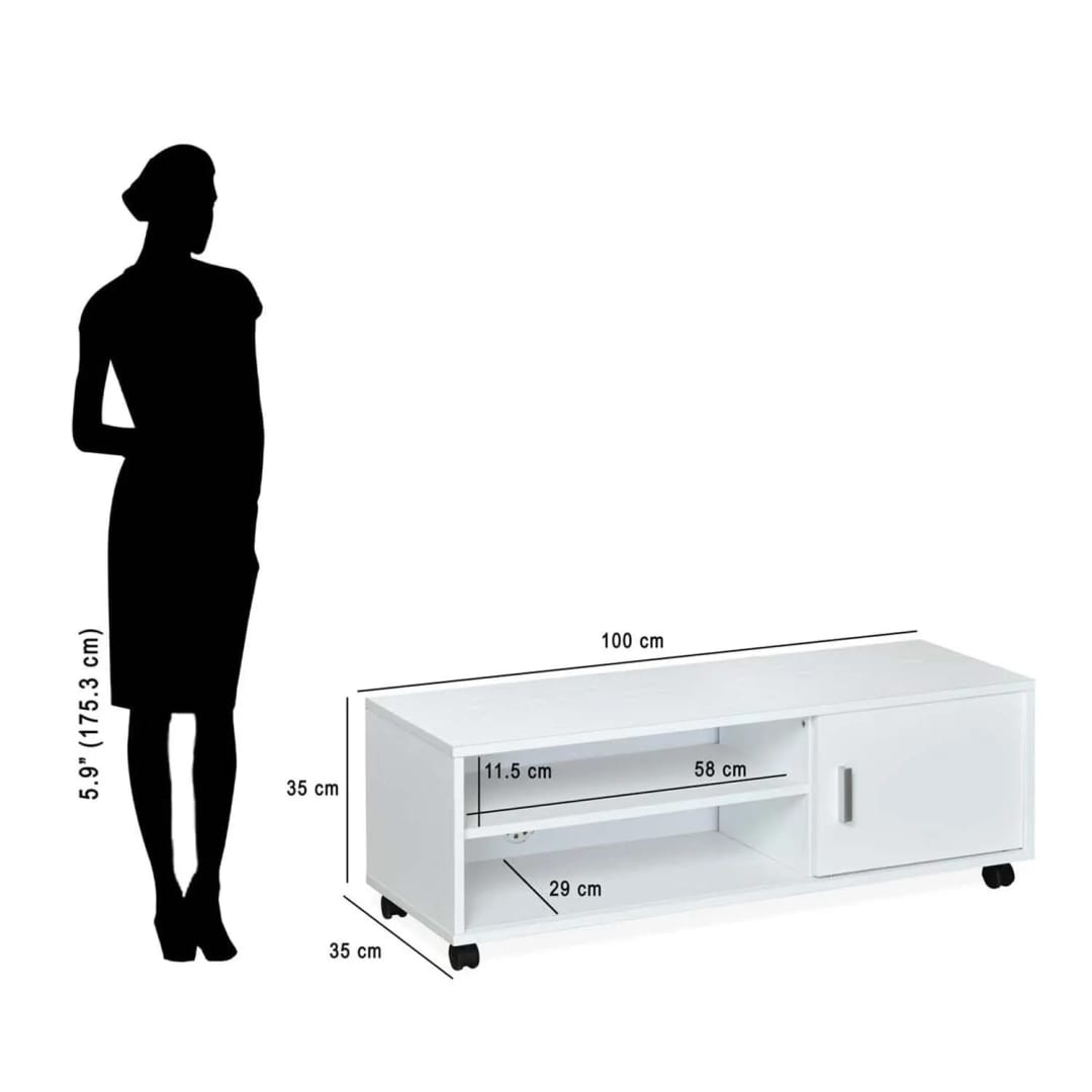 Cora Engineered Wood TV Entertainment Unit with 2 Shelves (Oak White), view 4