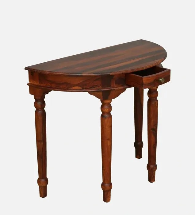 D-Shape Vintage Teak Wood Console Table ( Brown ), view 5