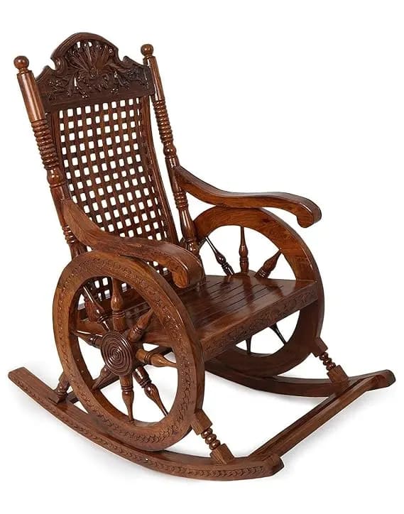 Duke Handmade (Teak Wood) Rocking Chair Comfort and Footrest Relaxing for Home.