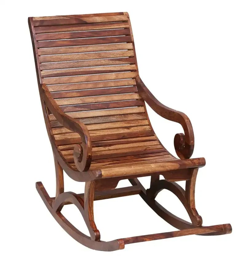 Duke Handmade Teak Wood Rocking Chair with Honey Finish, view 2
