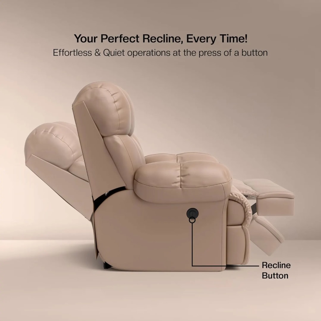Electric Motorized Recliner Chair with Soft Leatherette for Comfortable Living Room Seating, view 3
