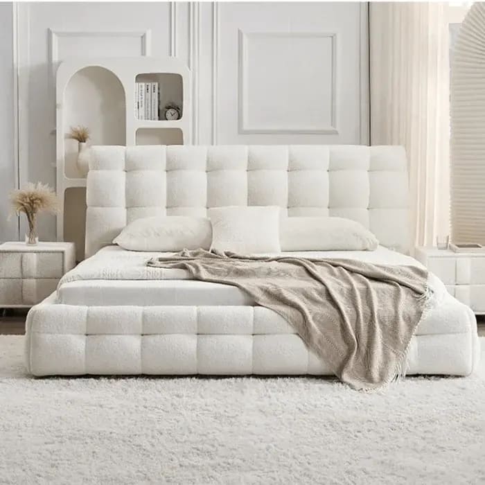 Elegance Modernize Boucle Upholstery Bed for Luxury Bedroom Contemporary, Stylish, and Elegant, view 3
