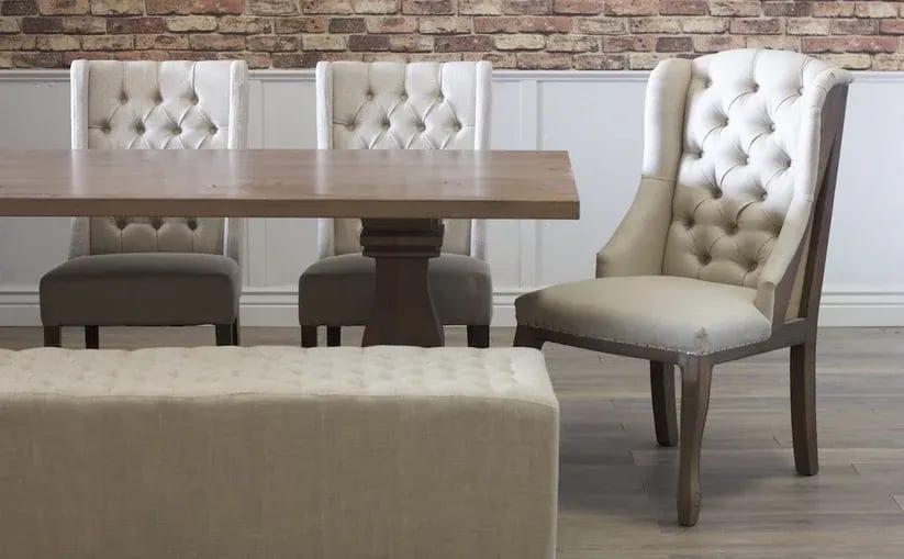 Enna Handmade Button Tufted Teak Wood Dining Chair Modern Design, Perfect for Dining Room or Kitchen, view 2