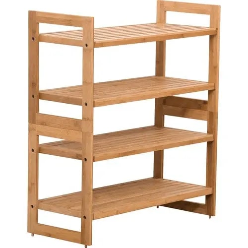 Esmalte Handmade Solid Sheesham Wood Shoe Rack with 2-Tier Shelves Space-Saving Entryway & Hallway Shoe Organizer, view 3